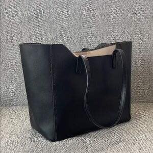 Sleek Black Faux Leather Tote Bag